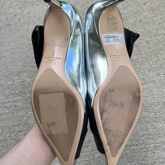 Schutz Havanna Silver Black Bow Heels size 7 - Picture 6 of 6